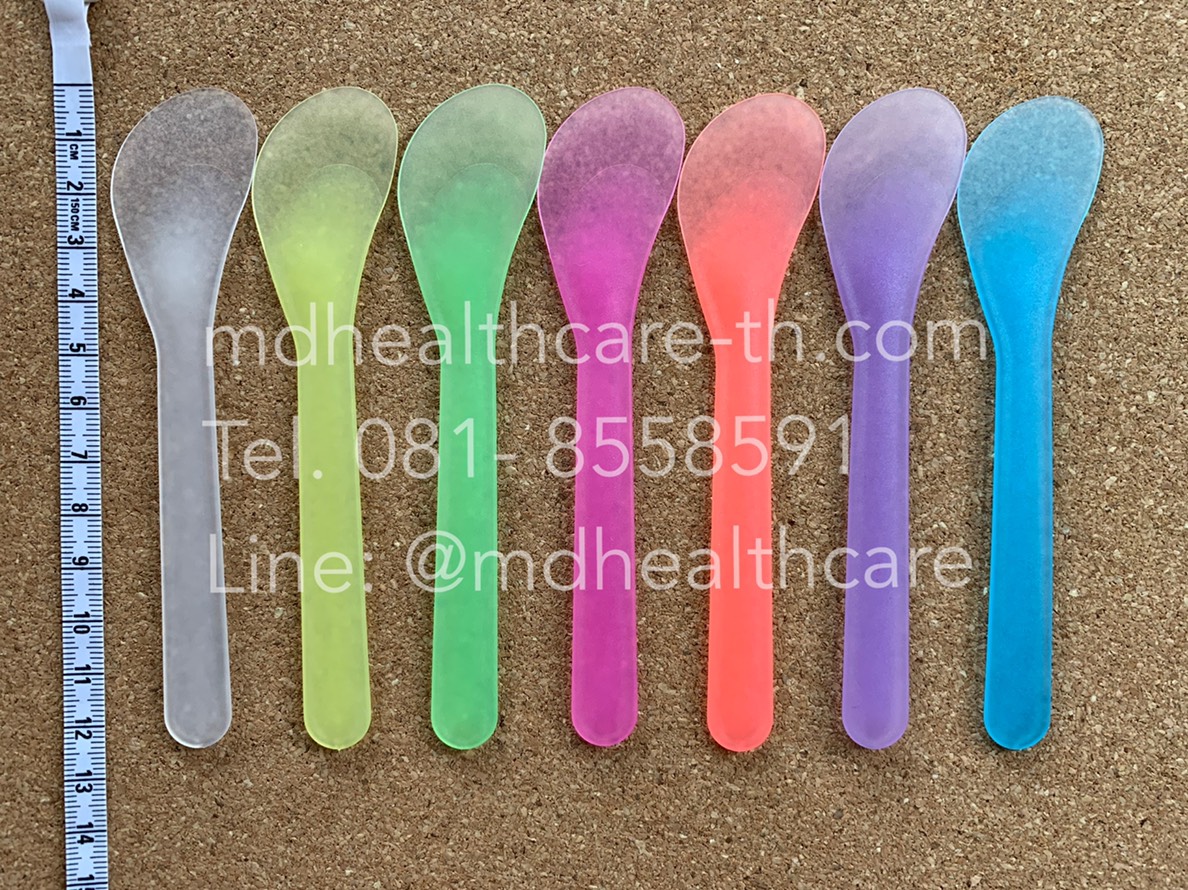 ขายส่ง 100ชิ้นไม้พายพลาสติก ไม้พายปาดครีม ขนาด12.5*2.5cm.