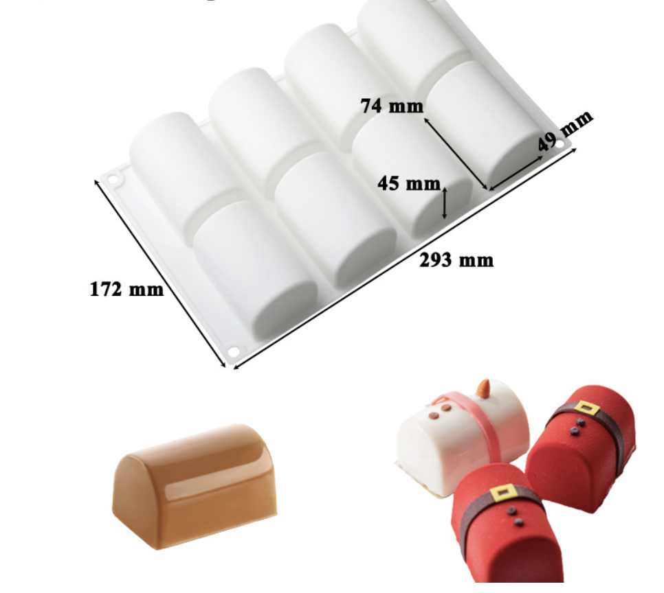 แม่พิมพ์ซิลิโคน ทรงกระบอก 8 ช่อง 155-160g 4.9*7.4*4.5 cm 005802