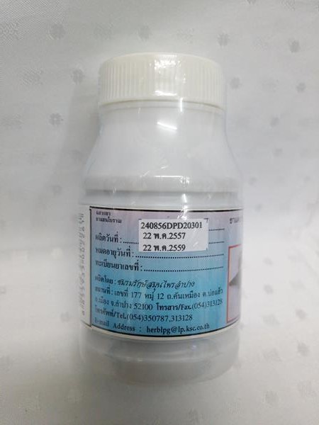 ยาแคปซูลสมุนไพร "ใบแปะก๊วย" บรรจุขวดๆ ละ 100 แคปซูล