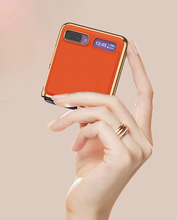 Case Samsung Galaxy Z Flip / Z Flip 5G # Pre-Order * GKK Electroplating PU Leather Fold วัสดุพีซีคุณภาพทนทานและทนต่อการสึกหรอ *