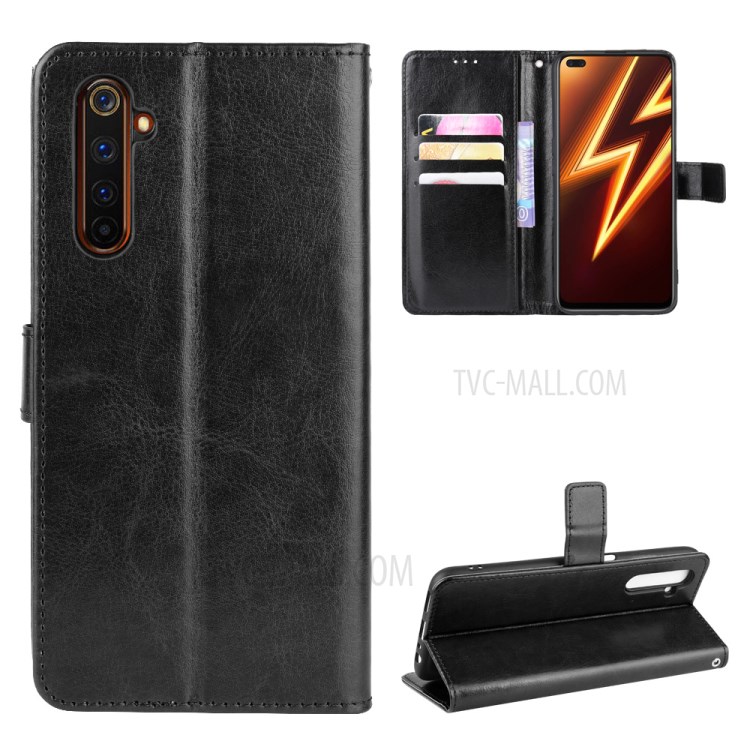 Case Realme 6 Pro / Pre-Order * เคสCrazy Horse สไตล์หนัง PU Wallet สไตล์กระเป๋า: 3 ช่องเสียบการ์ด + กระเป๋าเงินสด 1 ช่อง *