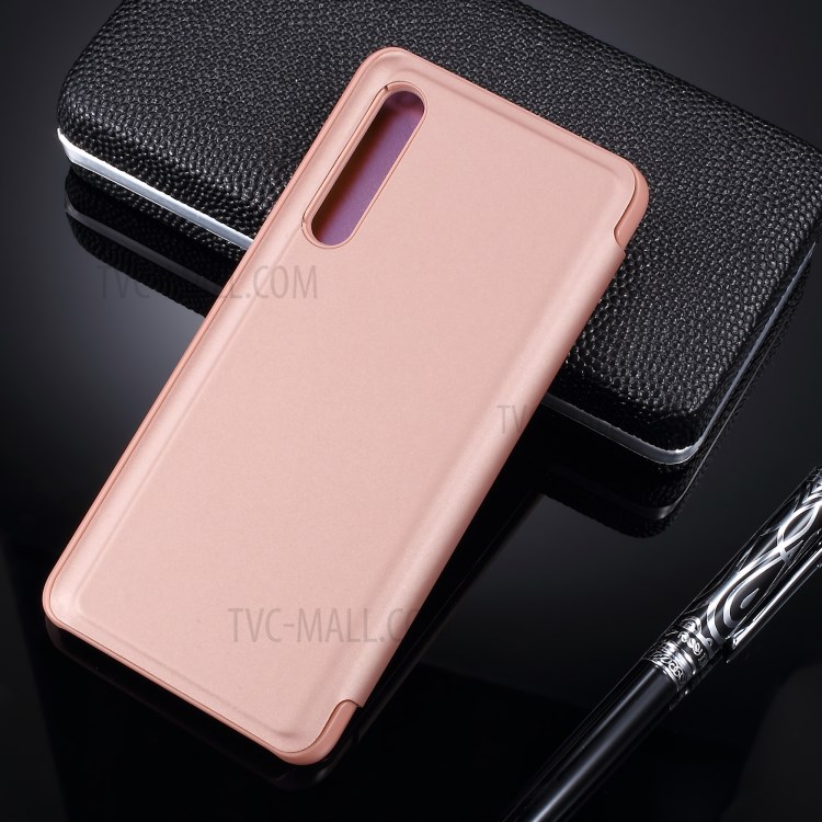 Case Huawei P30 * เคส Smart View Mirror ปกกระจกมองหุ้มหนัง - กุหลาบทอง / พร้อมส่ง