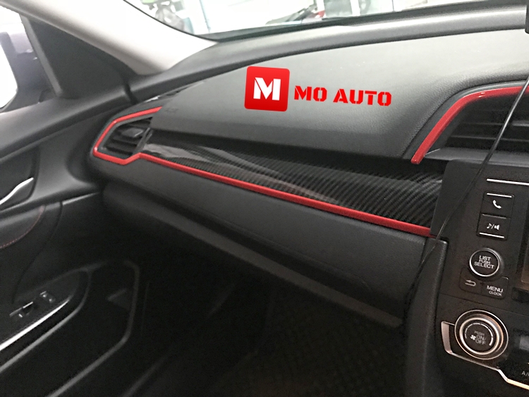 ครอบแผงคอนโคลหน้าคาร์บอนแถบแดง Type-R Style CIVIC FC / FK