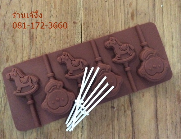 SL284 พิมพ์ซิลิโคน ลิง ม้าโยก ของเล่น พร้อมก้านไม้ป๊อบ