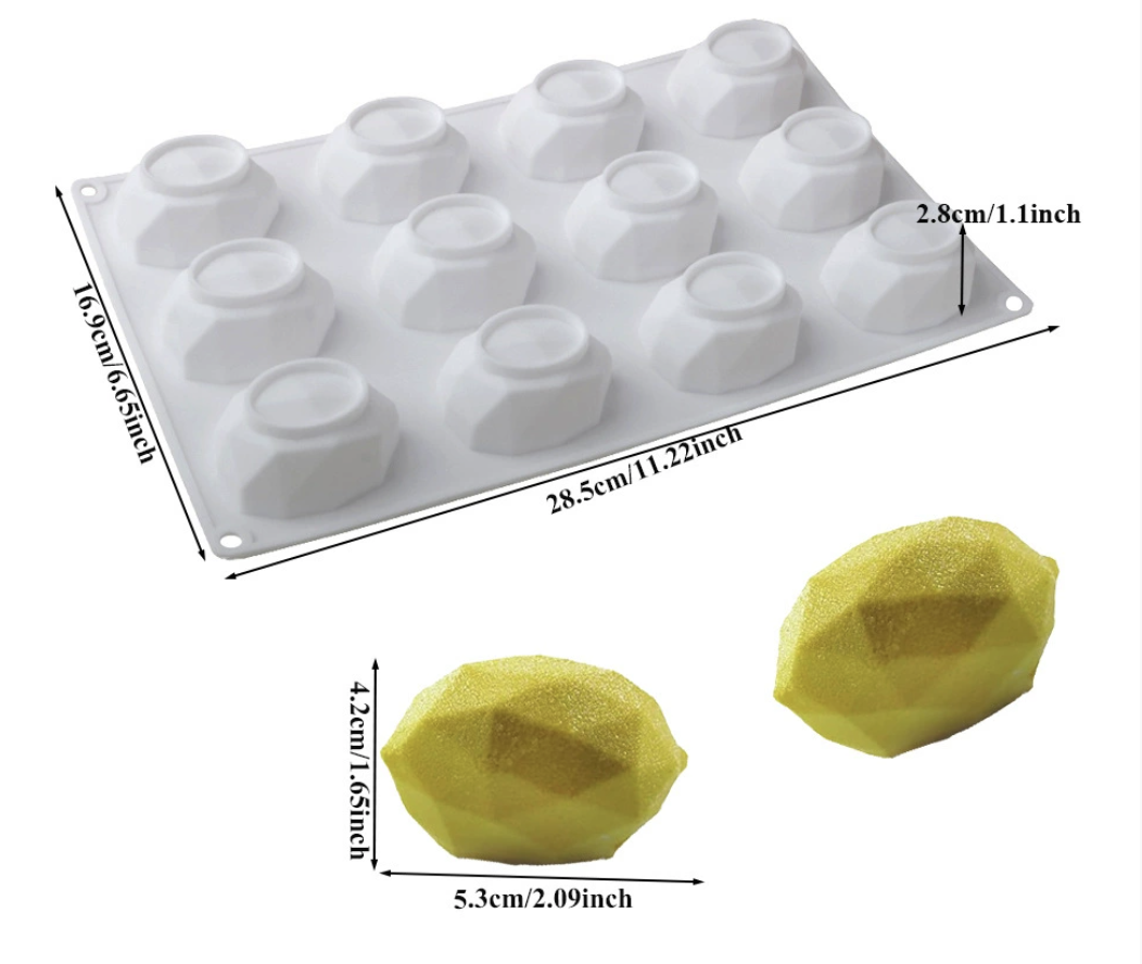 แม่พิมพ์ซิลิโคน เลม่อน เพชร 12 ช่อง 5.3*4.2*2.8 cm 32 g 005323