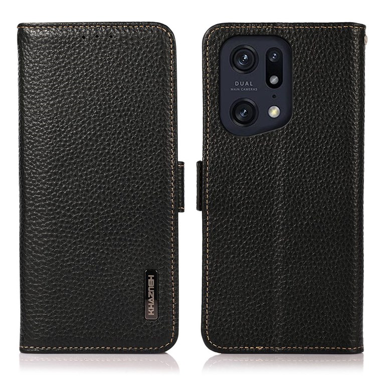 Case OPPO Find X5 Pro # Pre-Order * KHAZNEH เคสเนื้อลิ้นจี่ การออกแบบขาตั้งหนังแท้กันกระแทกทุกด้าน + ฝาครอบป้องกัน RFID TPU พร้อมกระเป๋าสตางค์ *
