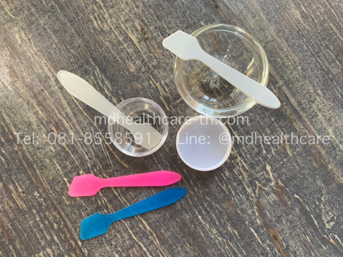 ไม้พายพลาสติก ไม้พายตักครีม ขนาด8.2*1.5cm.(100ชิ้น/ชิ้นละ1฿) ระบุสีได้