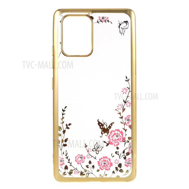 Case Samsung Galaxy S10 Lite # Pre-Order * Electroplated Rhinestone TPU Cover การออกแบบดอกไม้และผีเสื้อที่สง่างาม *