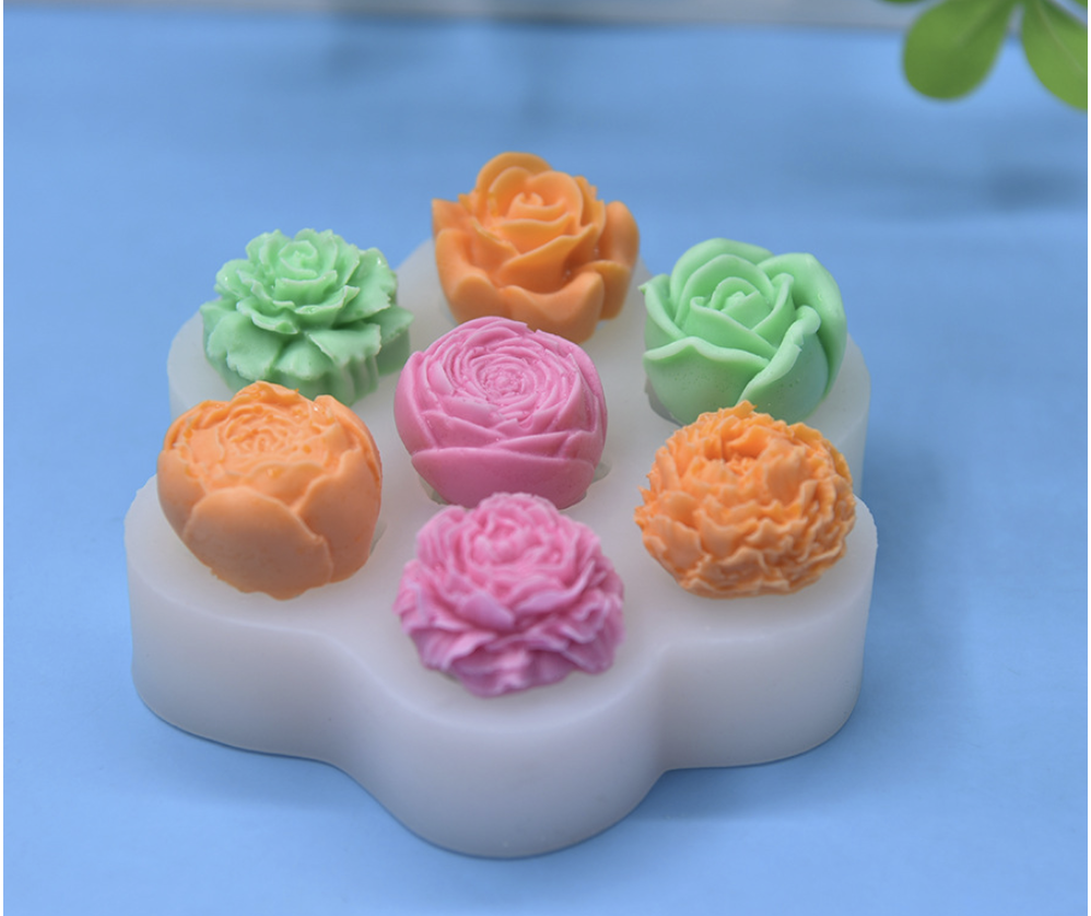 แม่พิมพ์ซิลิโคน ดอกไม้รวมเล็ก ตกแต่ง 1 ชิ้น 7ช่อง 10 g 2.5*2 cm 005460
