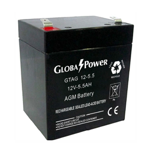 Global Power แบตเตอรี่ AGM ความจุ 5.5Ah แรงดัน 12V สำหรับ UPS ไฟฉุกเฉิน รถกอล์ฟ รถโฟล์คลิฟท์ รถขัดพื้น