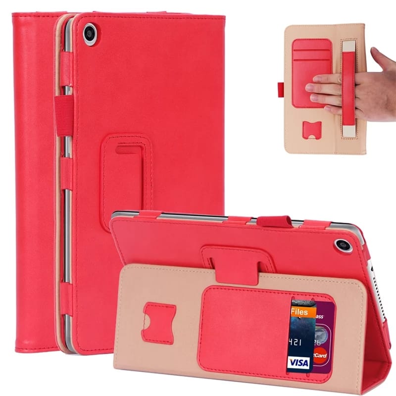 Case Huawei MediaPad M5 lite / Pre-Order * เคสหนัง PU Built-in สายคล้องมือยืดหยุ่นเพื่อให้ง่ายต่อการอ่านด้วยมือเดียว *