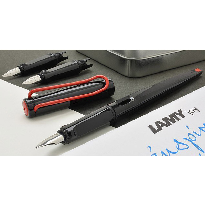 Set LAMY joy calligraphy black red clip