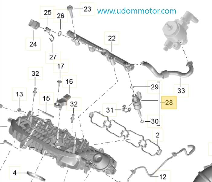 หัวฉีด Porsche Macan Injector / 95890603100, PAC906031 ยี่ห้อ BOSCH