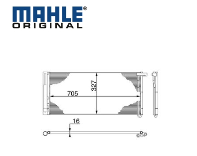 PORSCHE PANAMERA แผงแร์ รังผึ้งแอร์ พานาเมร่า 970 ยี่ห้อ MAHLE / Condenser with Drier dryer / 97057311100 97057311101 97057364100