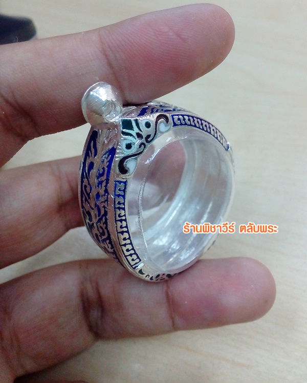 ตลับเงินลงยาใส่พระปิดตา 3 cm.