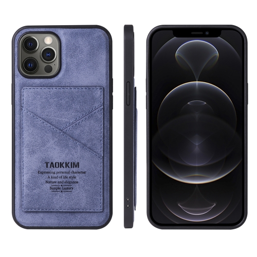 Case iPhone 12 Pro Max # Pre-Order * Taokkim เคลือบย้อนยุคหนัง PU + PC + TPU กันกระแทกปกหลังที่มีผู้ถือและช่องเสียบการ์ด *