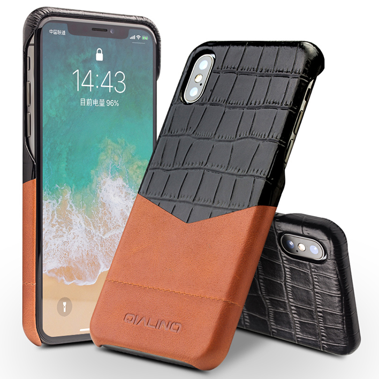 Case iPhone X, iPhone XS # Pre-Order * QIALINO ทำจากหนังแท้พรีเมี่ยม เนื้อจระเข้ที่ละเอียดอ่อนเพื่อการสัมผัสที่สะดวกสบาย *