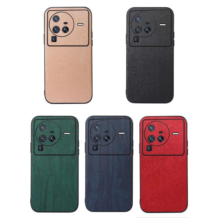 Case Vivo X80 Pro # Pre-orde * เคสหนัง PU พื้นผิวไม้ อุปกรณ์เสริมสำหรับโทรศัพท์ป้องกันขอบกันชน TPU ยืดหยุ่น *