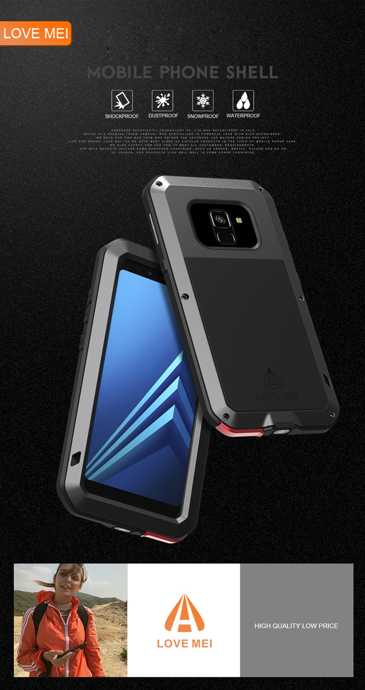 Case Samsung Galaxy A8 (2018) / Pre-Order * LOVE MEI ปกกันกระแทก วัสดุ: โลหะ + ซิลิโคน + กระจก *
