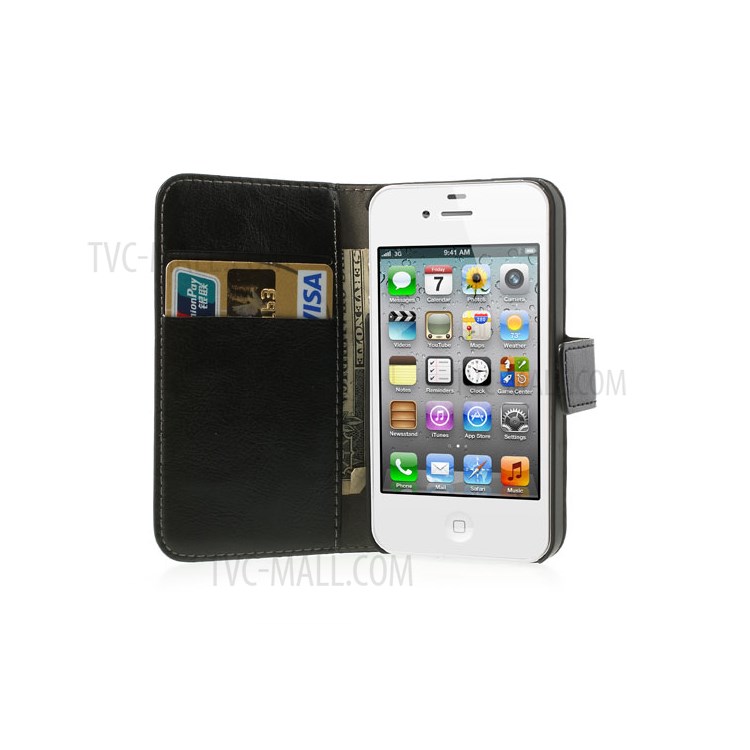 Case iPhone 4 /4s / Pre-Order * เคสหนังสีดำ Crazy Horse Horse หนัง PU เครซี่ฮอร์ส สไตล์กระเป๋าสตางค์ *