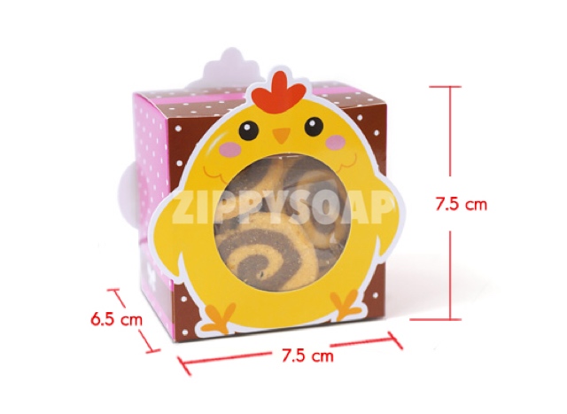 กล่องกระดาษ รูปไก่ 7.5*7.5*6 cm 60 ชิ้น