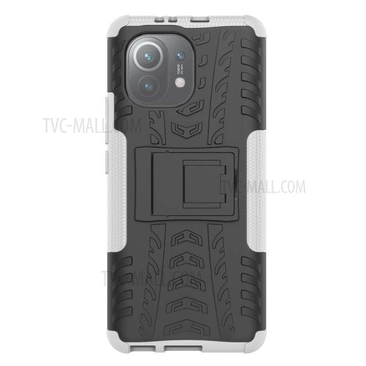 Case Xiaomi Mi 11 5G # Pre-Order * เคสขาตั้งพับได้ Cool Tyre PC + เคส TPU Hybrid ลายยางสุดเท่พร้อมดีไซน์เว้า - นูน *