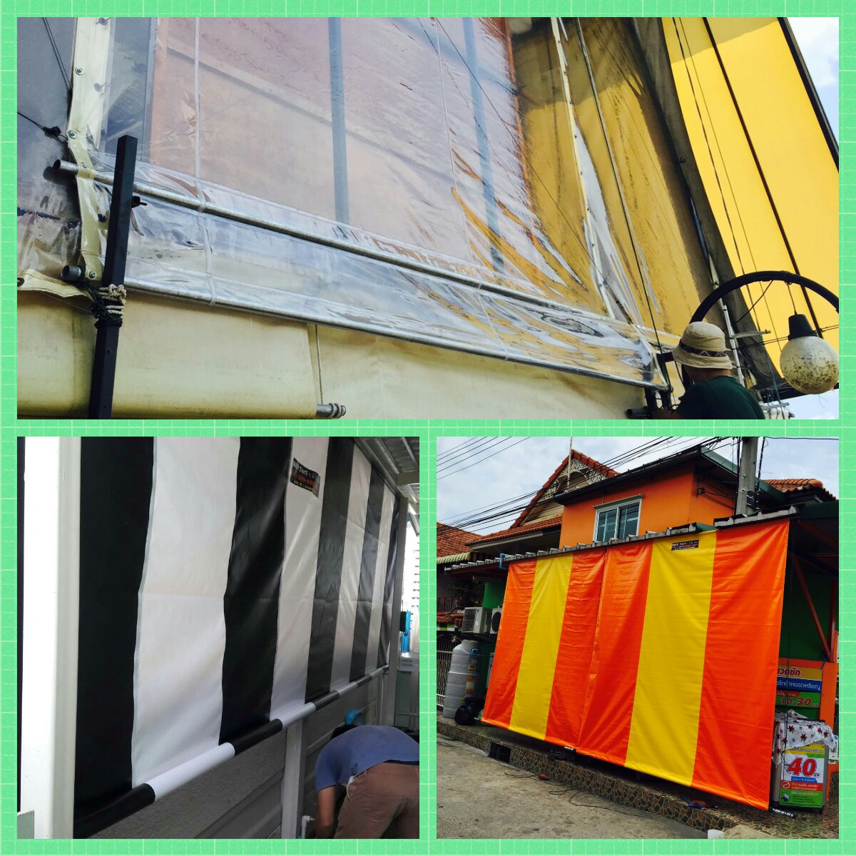 ผ้าใบชักรอก กว้าง 6เมตร สูง 5มตร (ไม่รวมเสาค้ำ) กันสาดผ้าใบ ชักรอกผ้าใบ ผ้าใบม้วนขึ้นลง ผ้าใบม้วนเก็บได้ ผ้าใบตลาดนัด มีทุกสี 6m x 5m