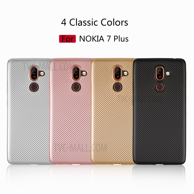 Case Nokia 7 Plus / Pre-Order * เนื้อเส้นใยคาร์บอนลื่นป้องกันลายนิ้วมือและป้องกันรอยขีดข่วน *