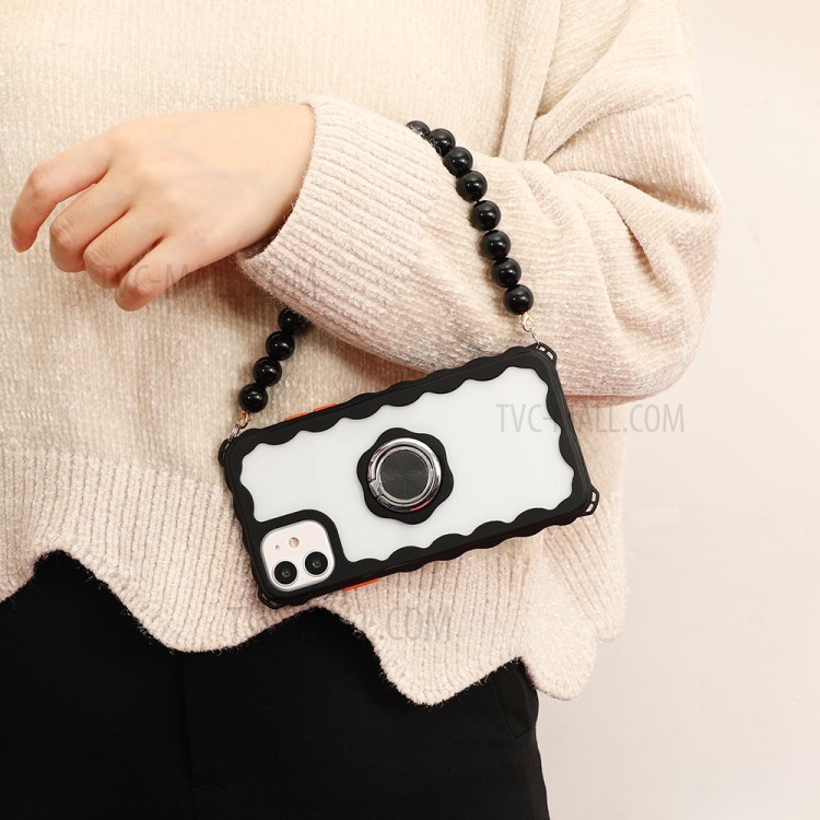 Case iPhone 12 Pro Max / Pre-Order * เคส PC + TPU ไฮบริดต่อต้านการกระแทกที่มีห่วงโซ่แหวนขามือถือ *