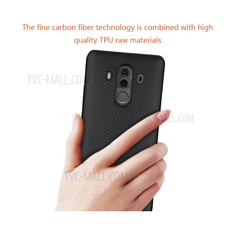 Case Huawei Mate 10 Pro / Pre-order * เคสพื้นผิวคาร์บอนไฟเบอร์ Soft TPU เคสกันกระแทก - สีดำ *