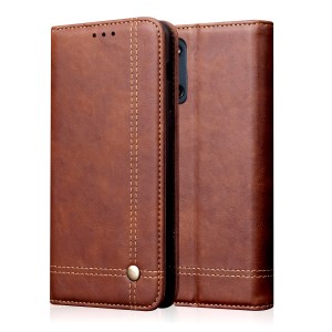 Case OPPO A92 / Pre-order * สไตล์ย้อนยุคม้ากระเป๋าสตางค์หนังยืนเนื้อม้า, เย็บแผลดีพร้อมหมุดทองย้อนยุคและสง่างาม *