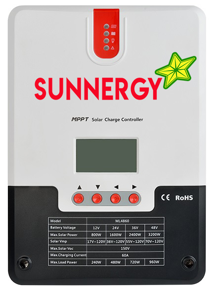ตัวควบคุมการชาร์จแบตเตอรี่ แบบ MPPT with LCD Display ขนาด 12/24/36/48V Auto 100V 60A