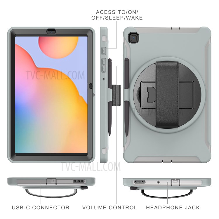 Case Samsung Galaxy Tab S6 Lite / Pre-Order * เคสฝาครอบแท็บเล็ต PC + TPU แบบหมุนได้ 360 °พร้อมช่องเสียบปากกาและสายคล้องมือ *