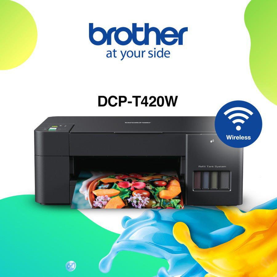 ชุดเครื่องพิมพ์ Brother DCP-T420w (A4) Wifi พร้อมน้ำหมึก DYE INK คอมพิวท์ (ชุด4สี)