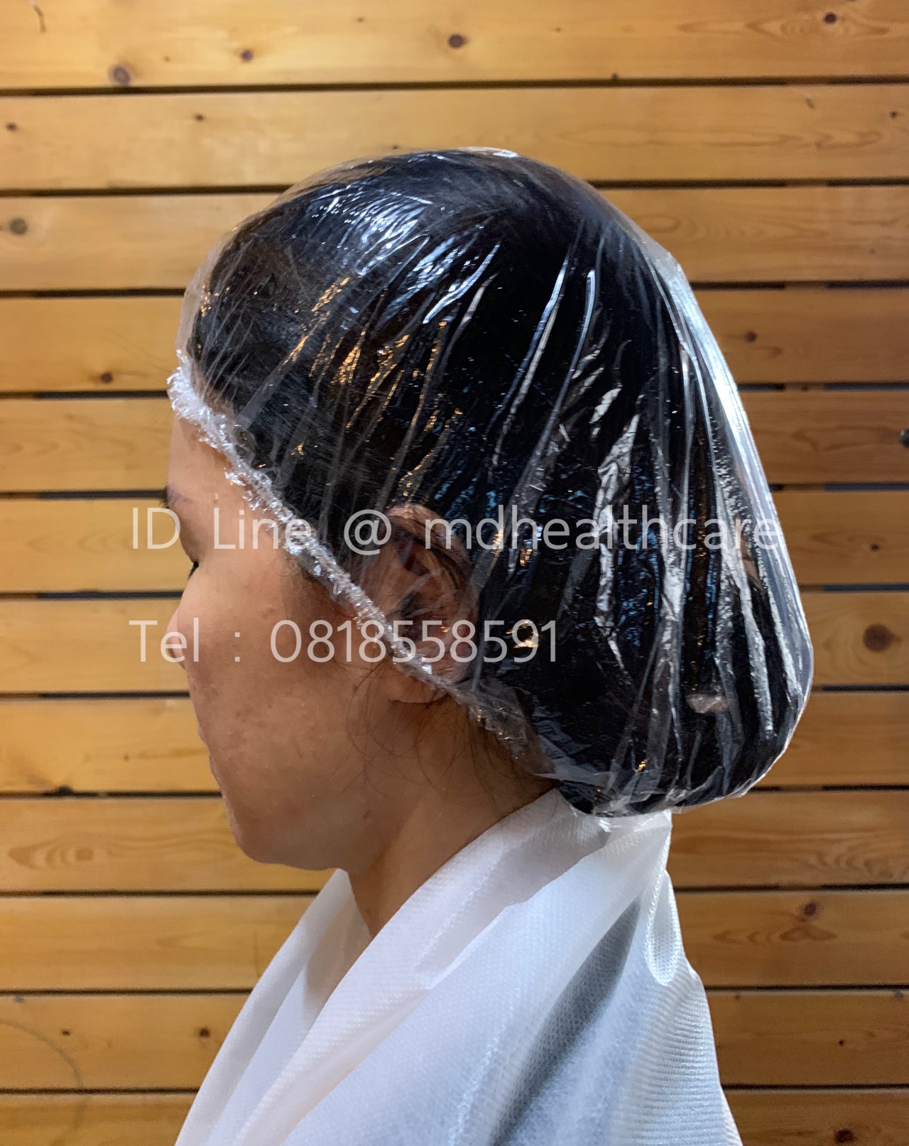 หมวกคลุมผมพลาสติก หมวกอาบน้ำใช้แล้วทิ้ง FreeSize(100ชิ้น/ห่อ)