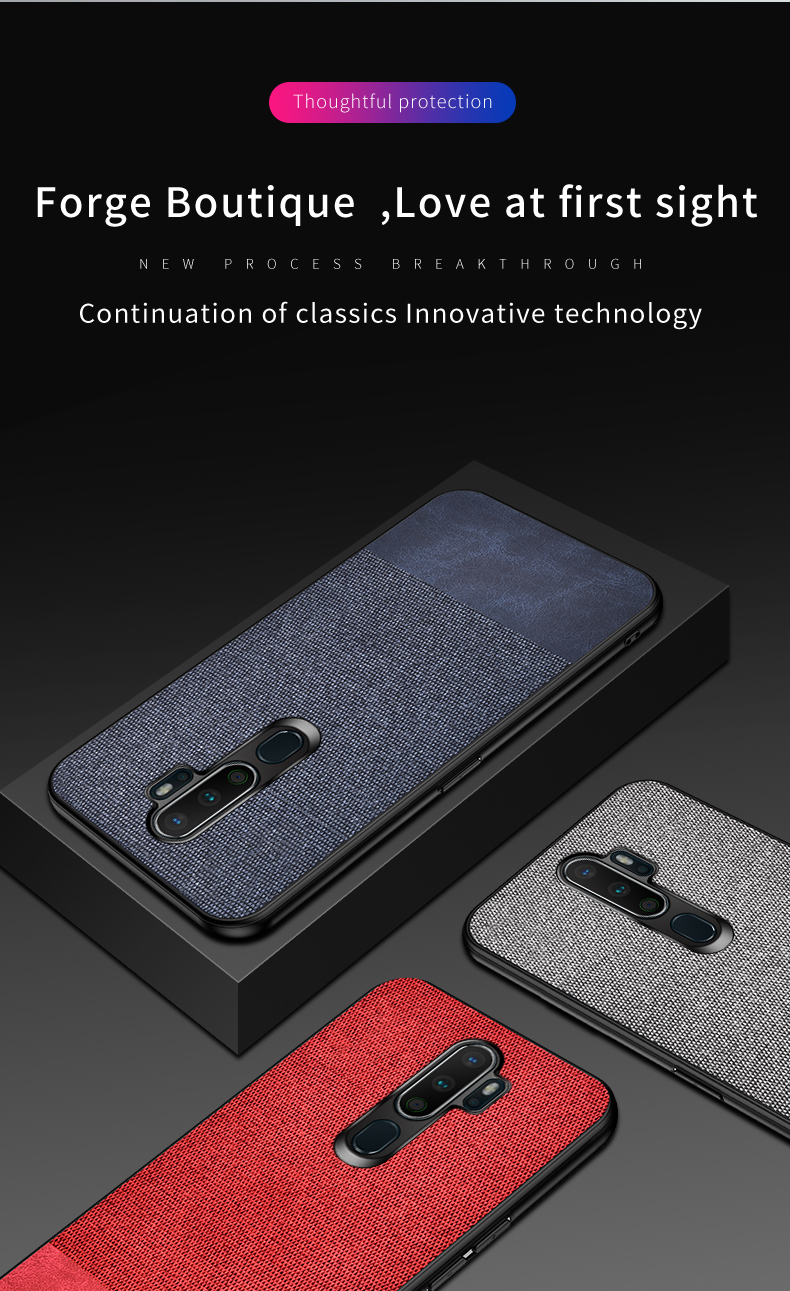 Case OPPO A9 (2020) / OPPO A5 (2020) / Pre-order * เคสประกบพื้นผิวสไตล์ PC + TPU + ผ้า + หนัง PU *