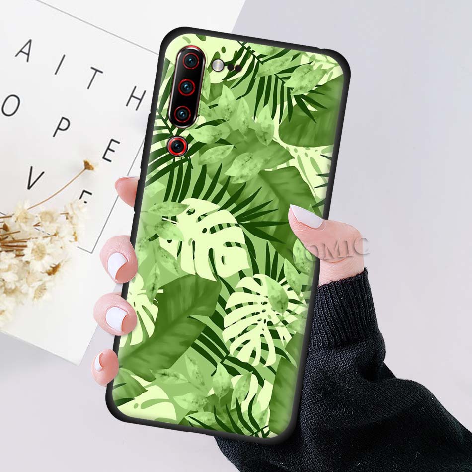 Case Lenovo Z6 Pro / Pre-Order * ใบไม้สีเขียวเขตร้อน เคสซิลิโคนพิมพ์ลาย วัสดุ: ที่มีคุณภาพสูงสีดำซิลิโคนอ่อนนุ่ม *