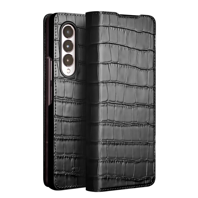 Case Samsung Galaxy Z Fold 3 5G # Pre- Order * QIALINO เคสผิวหนังจระเข้แท้หนังวัวที่ดูดซับอัตโนมัติแม่เหล็กป้องกันการตกเคสโทรศัพท์บางเฉียบ *