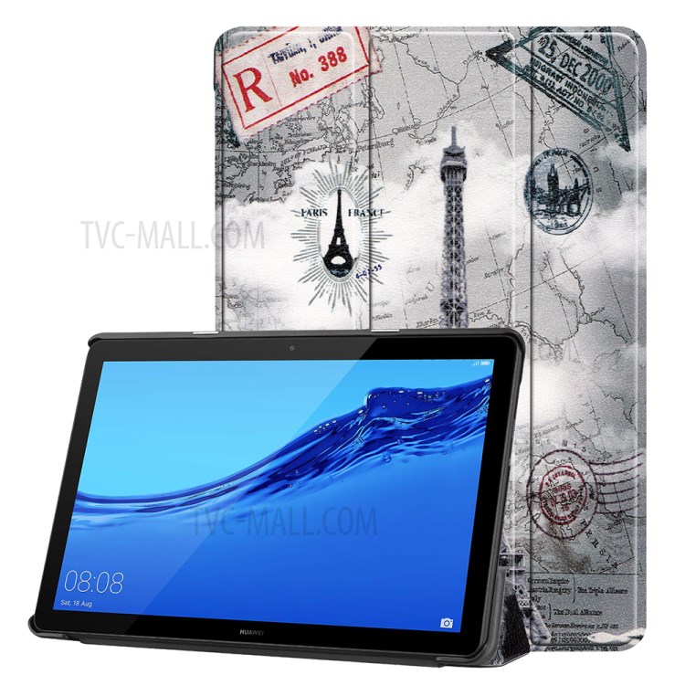 Case Huawei MediaPad T5 / Pre-Order * รูปแบบการพิมพ์หนังแท็บเล็ตขาตั้ง 3 -พับ *