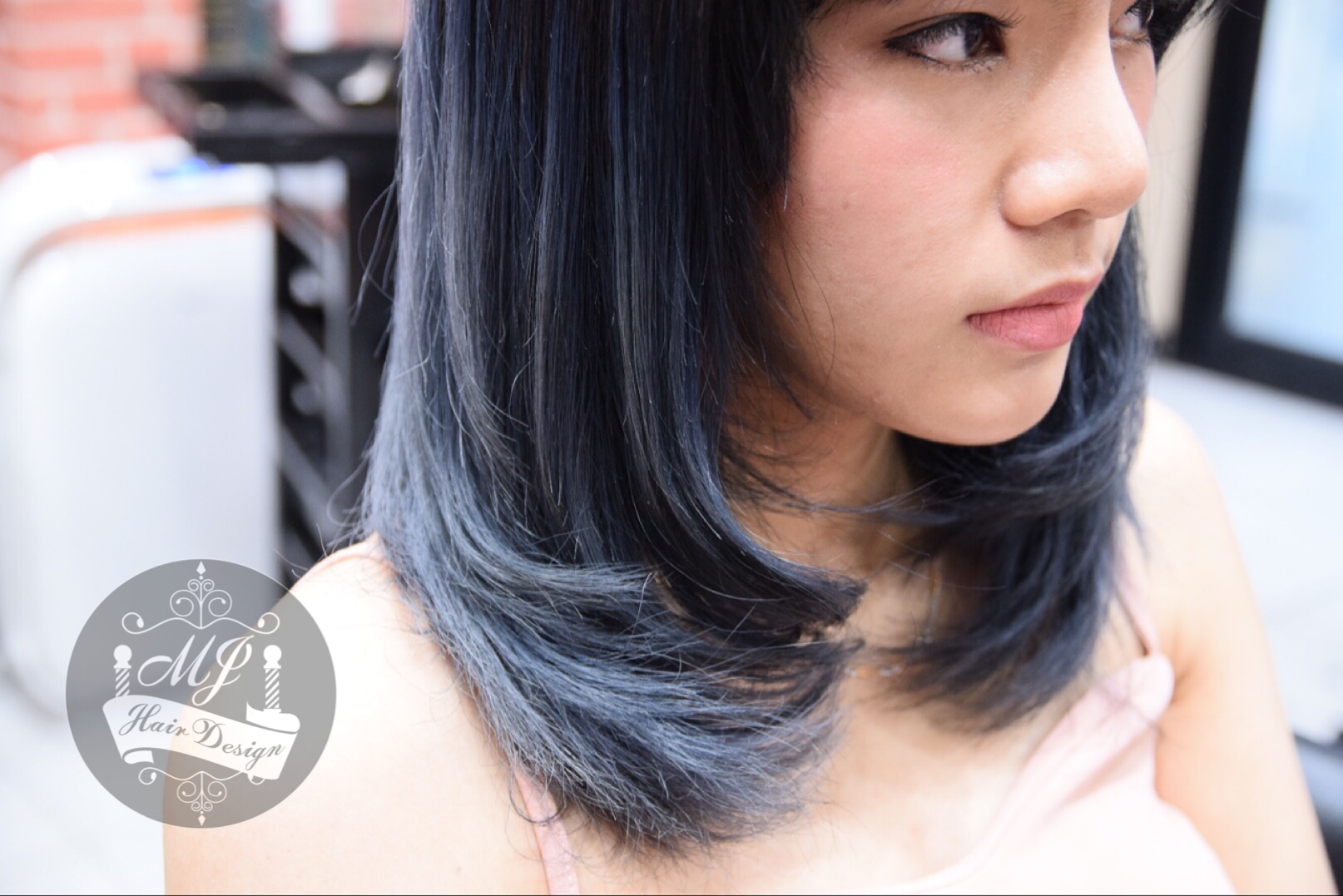 ทำสีผม น้ำเงินหม่นเทา ASH BLUE