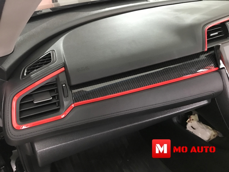 ครอบแผงคอนโคลหน้าคาร์บอนแถบแดง Type-R Style CIVIC FC / FK