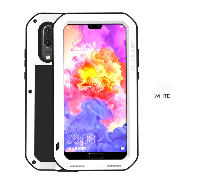 Case Huawei P20 / Pre-order * LOVE MEI ทำจากโลหะแข็งและวัสดุซิลิโคนนุ่ม + กระจกนิรภัย *