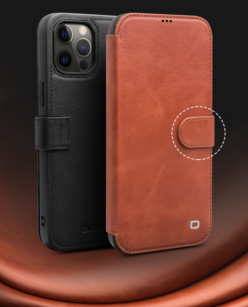 Case iPhone 12 Pro Max / Pre-Order * QIALINO ผลิตจากหนังวัวคุณภาพเยี่ยมทำให้โทรศัพท์ของคุณมีสไตล์บุคลิกภาพและความสง่างาม *