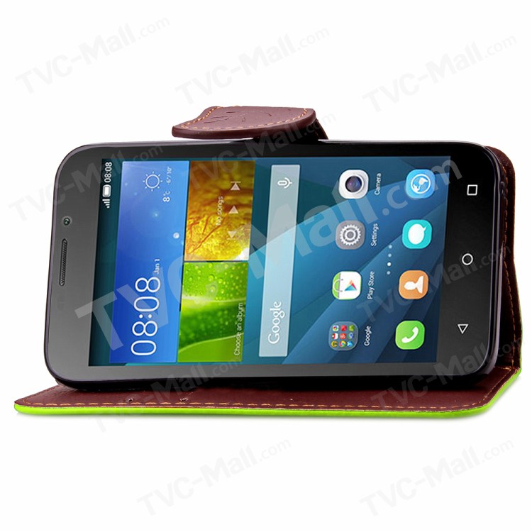 Case Huawei Y5c (Y541) / Pre-order * รูปร่างใบไม้ ปิดด้วยแม่เหล็กกระเป๋าสตางค์หนัง *