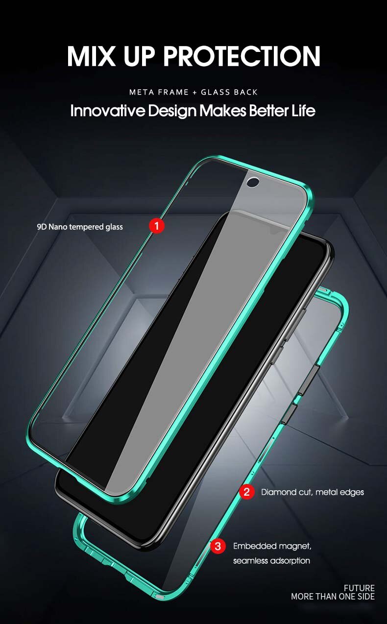 Case OPPO F11 Pro / Pre-Order * เคสกรอบโลหะแม่เหล็ก + ปกหลังกระจกนิรภัย ถอดออกได้ *