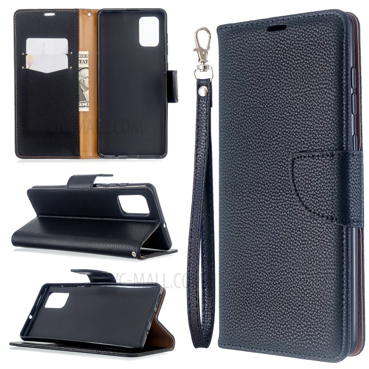 Case Samsung Galaxy A71 / Pre-order * เคสผิวหนังลิ้นจี่พร้อมสายคล้องมือ สไตล์กระเป๋า: 2 ช่องเสียบการ์ด + กระเป๋าเงินสด 1 *