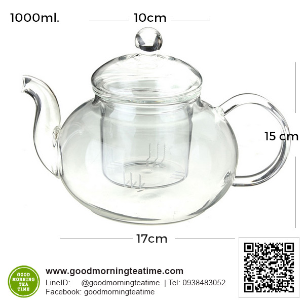 กาน้ำชาแก้วใส1000ml.