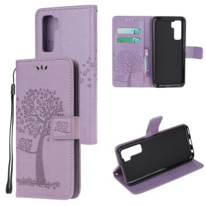 Case Huawei Nova 7 SE / Pre-order * เคสประทับต้นไม้นกฮูกกระเป๋าสตางค์หนัง *
