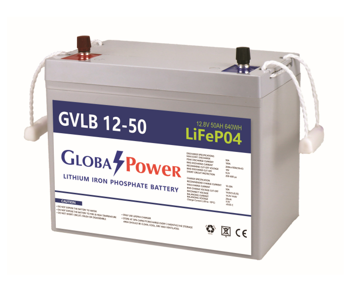 Global Power แบตเตอรี่ Lithium Iron Phosphate ความจุ 50Ah แรงดัน 12V สำหรับระบบโซล่าเซลล์ รถไฟฟ้า