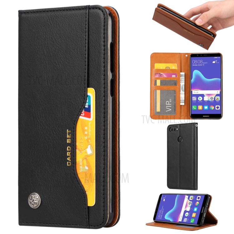 Case Huawei Y9 / Pre-order * Auto-ดูด เคสกระเป๋าสตางค์ ผ้าหุ้มหนัง PU นุ่มสบาย *